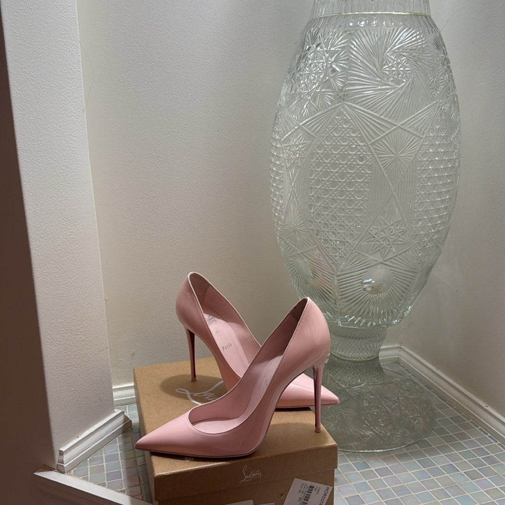 Christian Louboutin Pink Patent Leather Pointed Toe Pumps - Picture 7 of 9